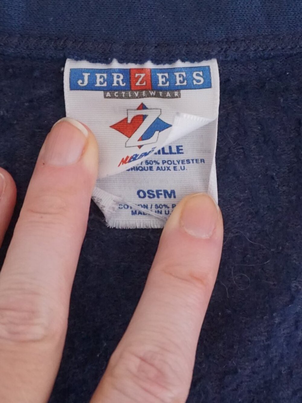 Vintage Jerzees Navy Bird Floral Embroidered Cottagecore Button Cardigan OSFM - Picture 9 of 9